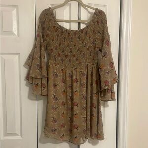 JODIFL - Floral Bell Sleeve Dress off the shoulder